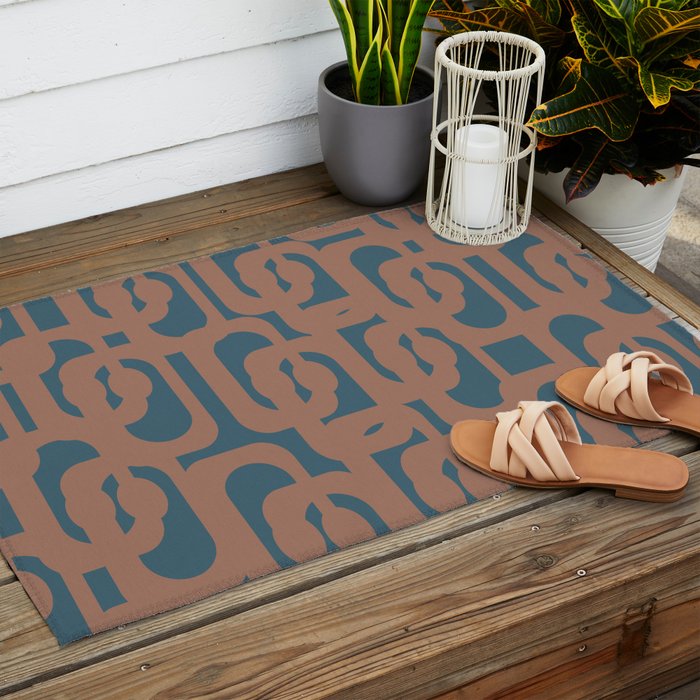 Mid Century Modern Loops Pattern 4 Inspired by PANTONE 17 1230 Color of the Year Mocha Mousse Outdoor Rug Gallery Image 2