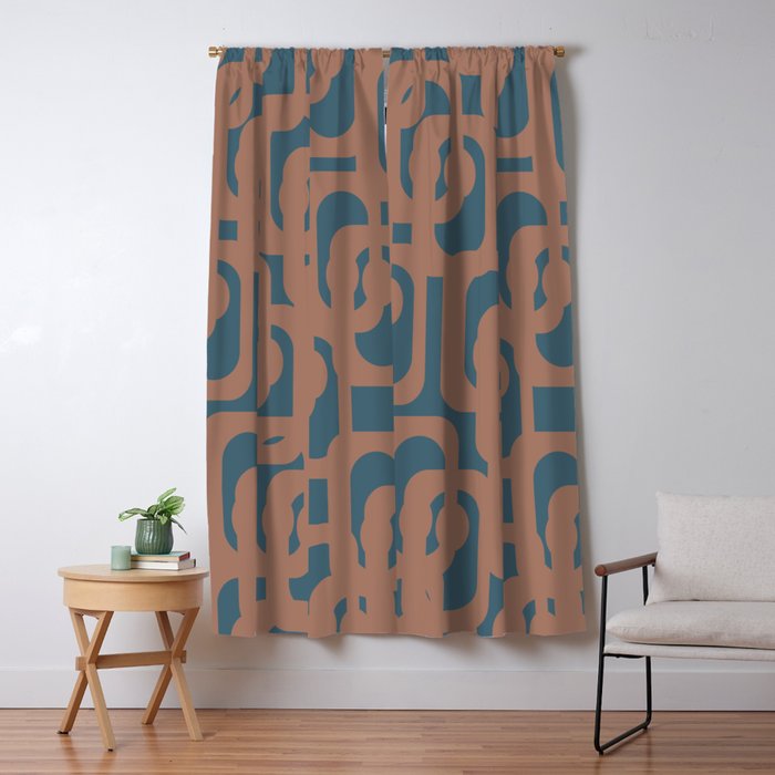Mid Century Modern Loops Pattern 4 Inspired by PANTONE 17 1230 Color of the Year Mocha Mousse Window Curtain Gallery Image 5