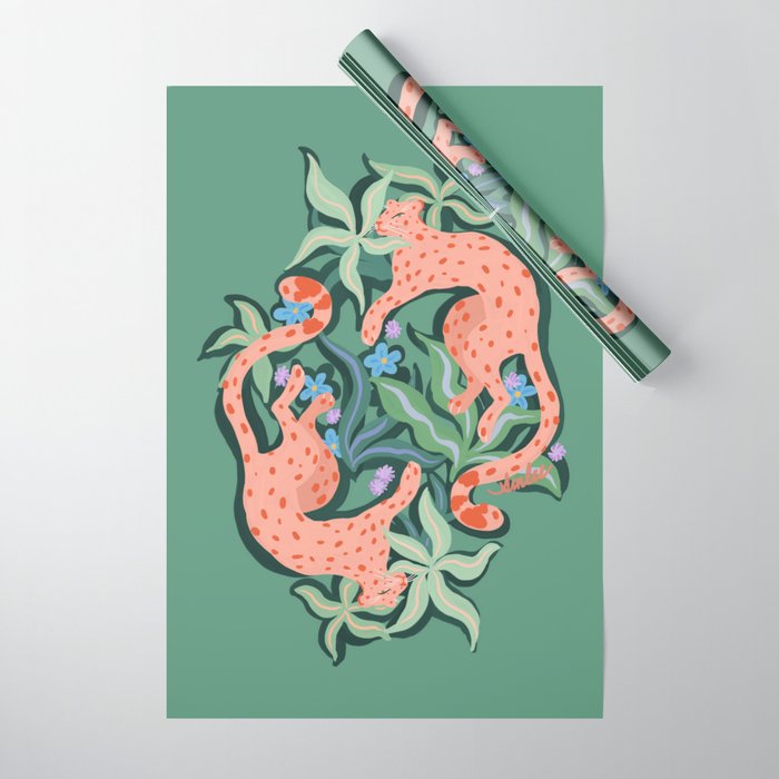 Wild Blush Cheetahs Wrapping Paper Gallery Image 1