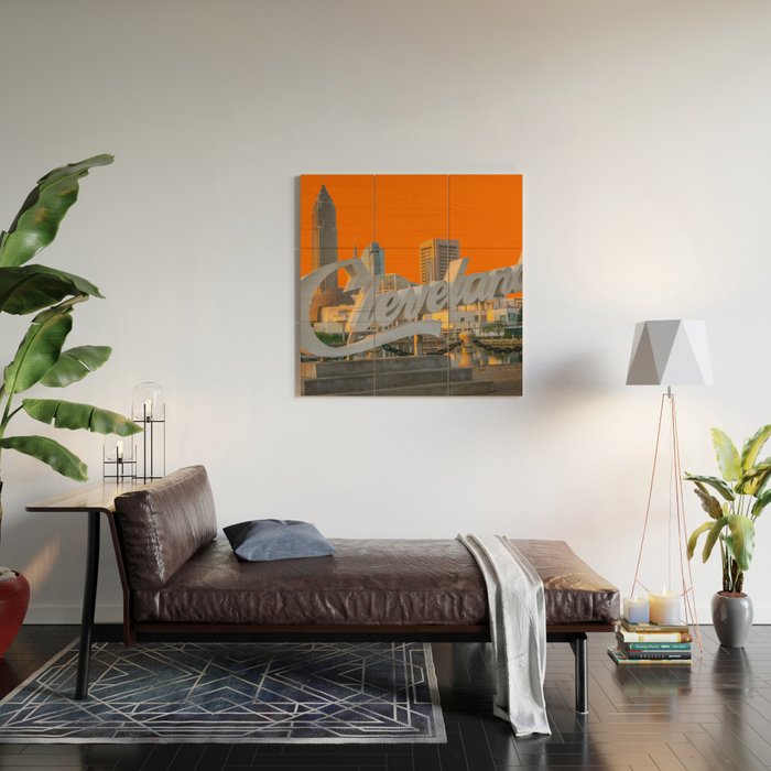 Cleveland Ohio City Skyline Home Fan OH Print Wood Wall Art Gallery Image 2
