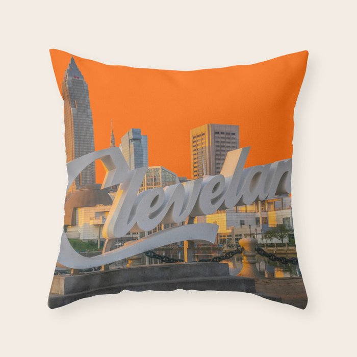 Cleveland Ohio City Skyline Home Fan OH Print Throw Pillow Gallery Image 6