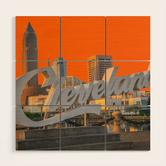 Cleveland Ohio City Skyline Home Fan OH Print Wood Wall Art Gallery Image 1