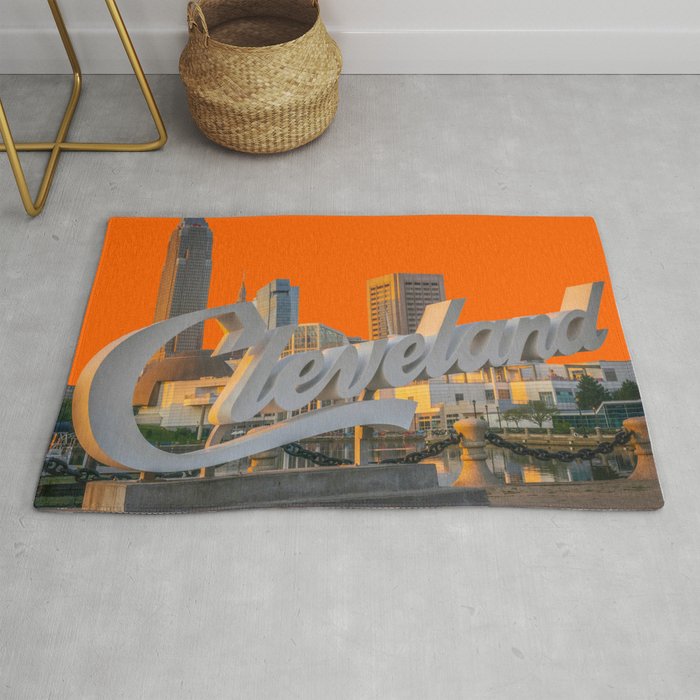 Cleveland Ohio City Skyline Home Fan OH Print Rug Gallery Image 1
