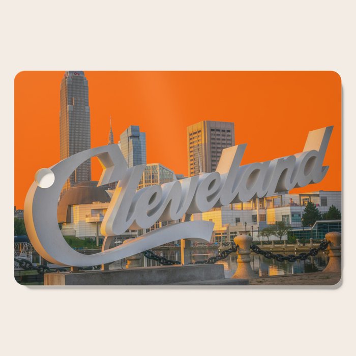 Cleveland Ohio City Skyline Home Fan OH Print Cutting Board Gallery Image 1