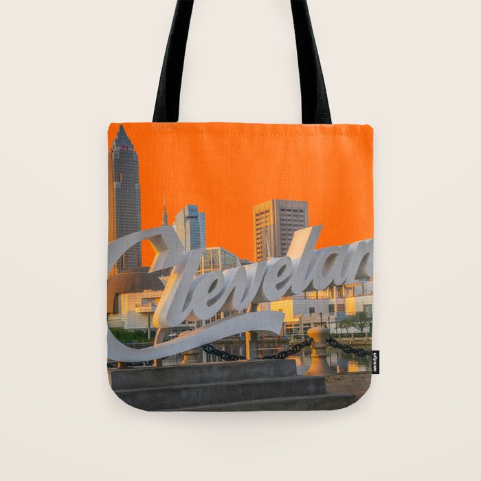 Cleveland Ohio City Skyline Home Fan OH Print Tote Bag Gallery Image 1
