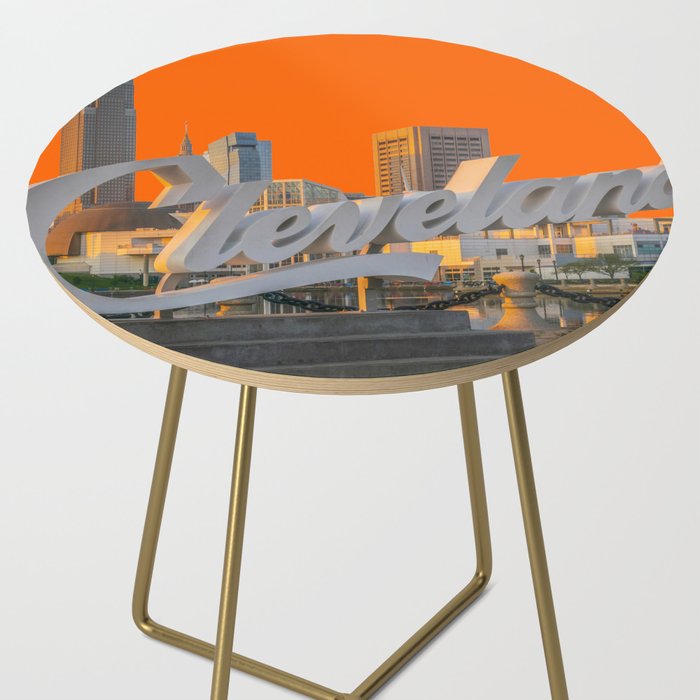 Cleveland Ohio City Skyline Home Fan OH Print Side Table Gallery Image 2