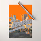 Cleveland Ohio City Skyline Home Fan OH Print Wrapping Paper Gallery Image 1
