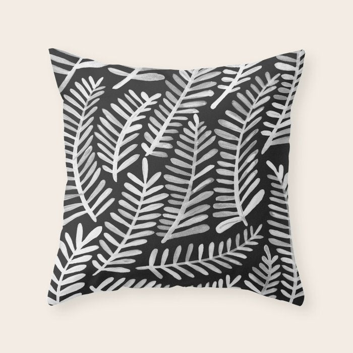 Modern Fronds - White on Black Palette Throw Pillow Gallery Image 6