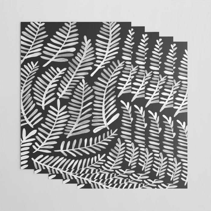 Modern Fronds - White on Black Palette Wrapping Paper Gallery Image 3