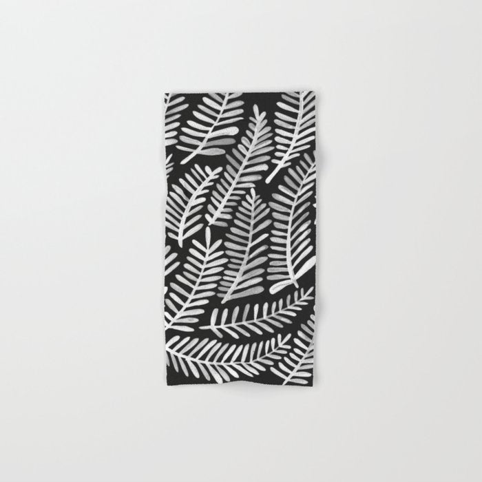 Modern Fronds - White on Black Palette Towels Gallery Image 1