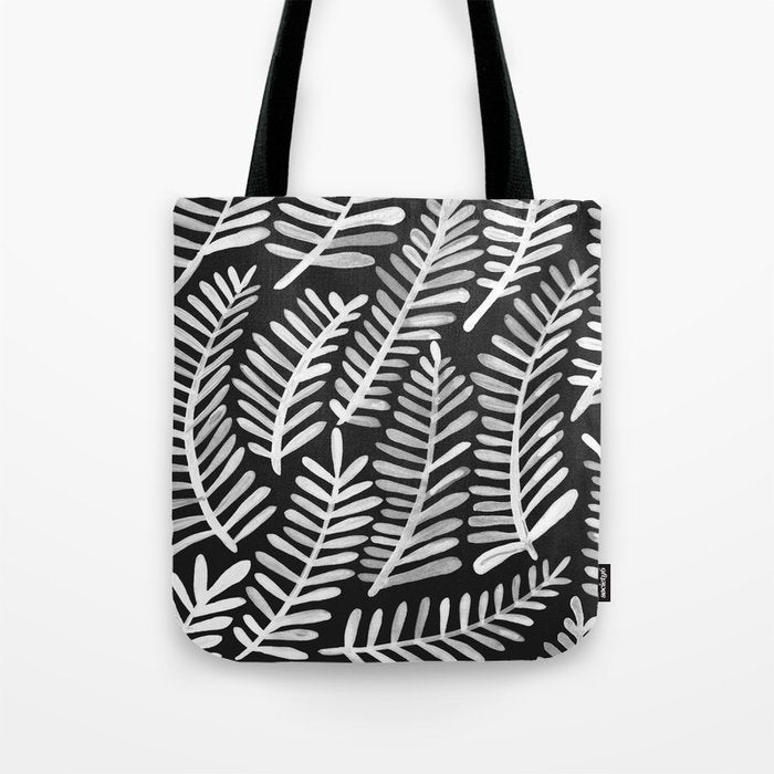 Modern Fronds - White on Black Palette Tote Bag Gallery Image 1