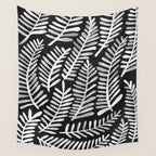 Modern Fronds - White on Black Palette Wall Tapestry Gallery Image 4