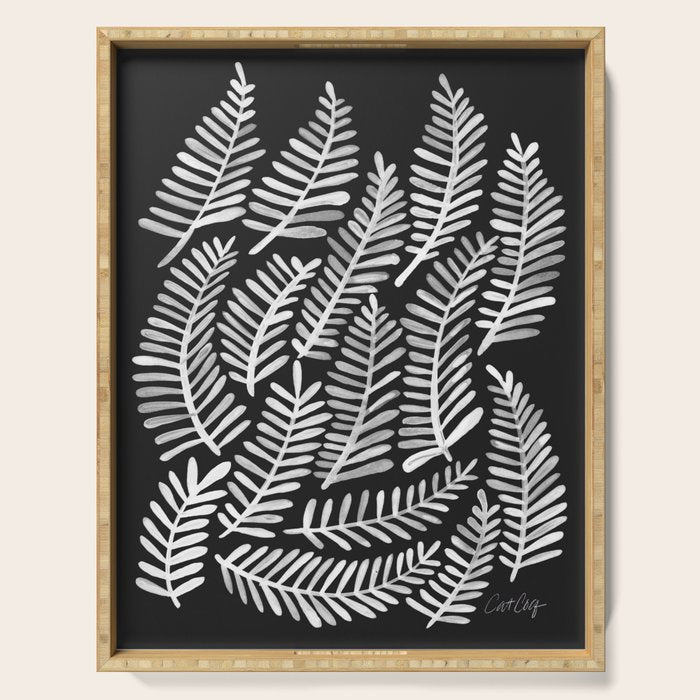 Modern Fronds - White on Black Palette Serving Tray Gallery Image 1