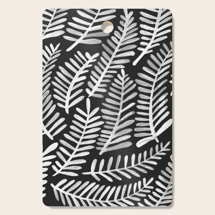 Modern Fronds - White on Black Palette Cutting Board Gallery Image 1