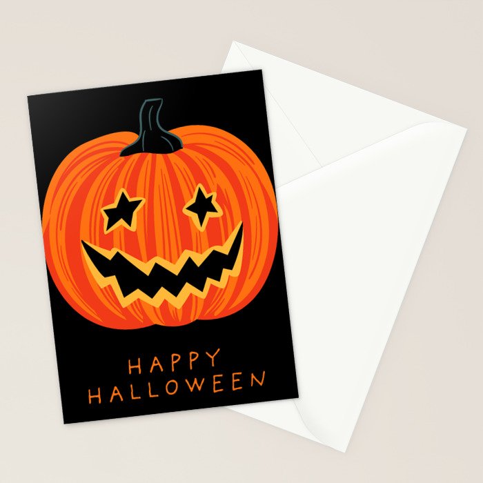 Happy Halloween funny pumpkin cartoon doodle Stationery Card Gallery Image 2