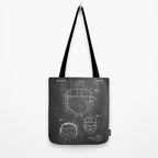 Football Helmet Patent - Football Art - Black Chalkboard Tote Bag Gallery Image 2