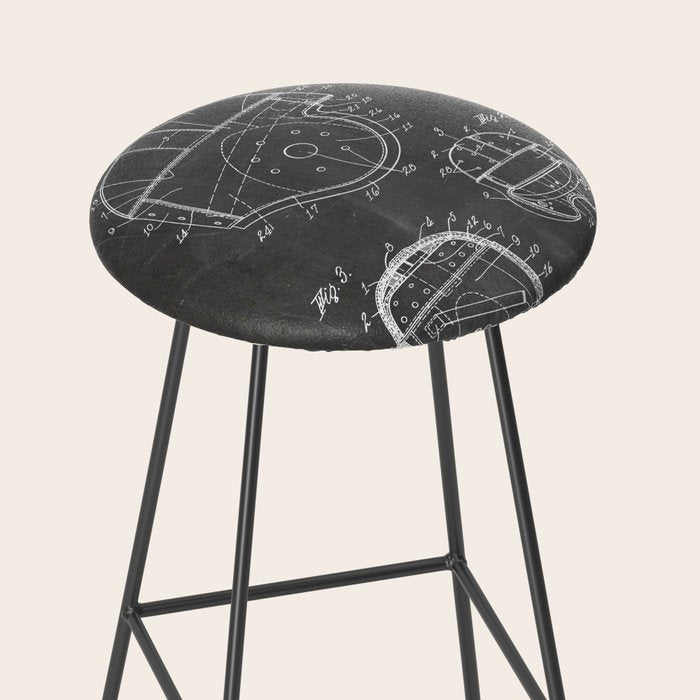 Football Helmet Patent - Football Art - Black Chalkboard Stool Gallery Image 2