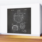 Football Helmet Patent - Football Art - Black Chalkboard Wall Mural Gallery Image 2