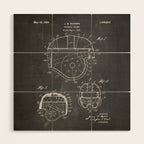 Football Helmet Patent - Football Art - Black Chalkboard Wood Wall Art Gallery Image 1