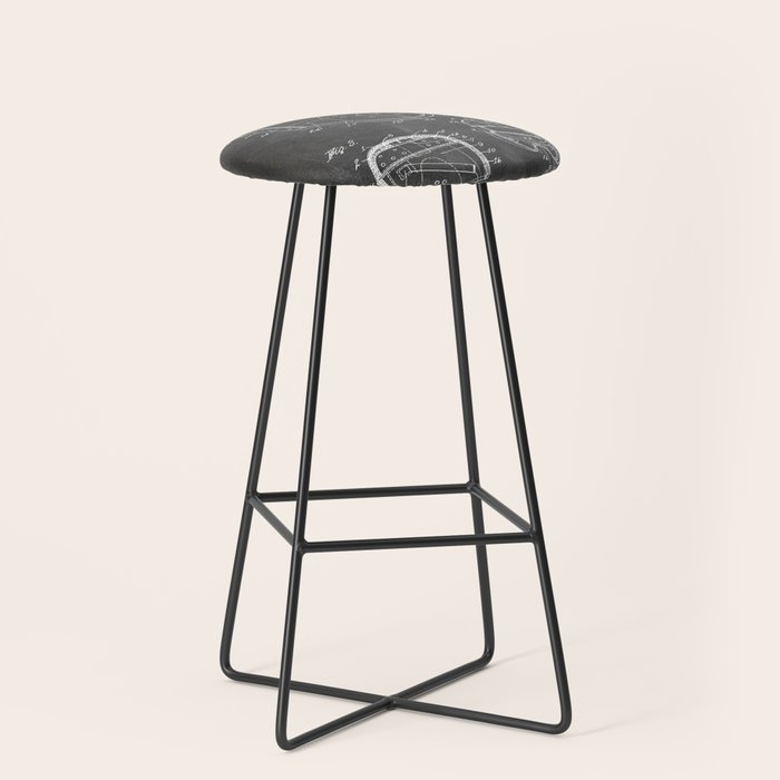 Football Helmet Patent - Football Art - Black Chalkboard Stool Gallery Image 1