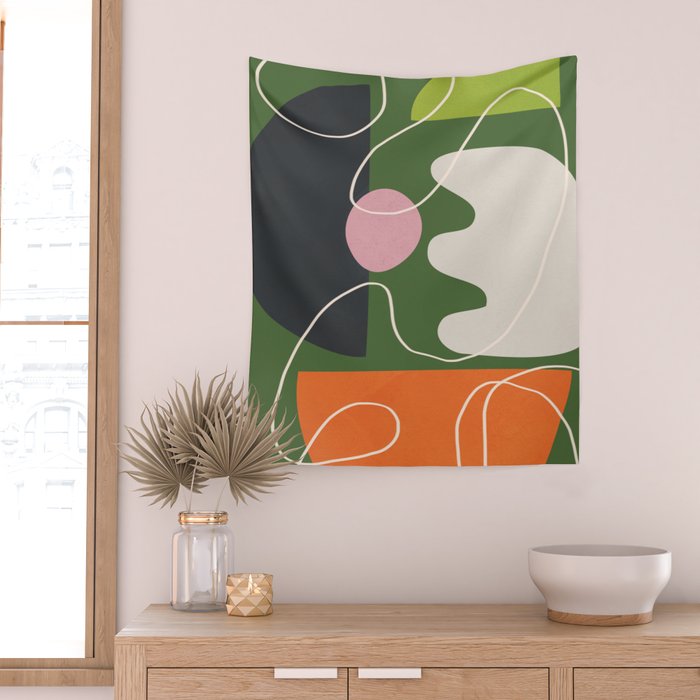 Minimal Colorful Abstract Shapes 6 Wall Tapestry Gallery Image 2