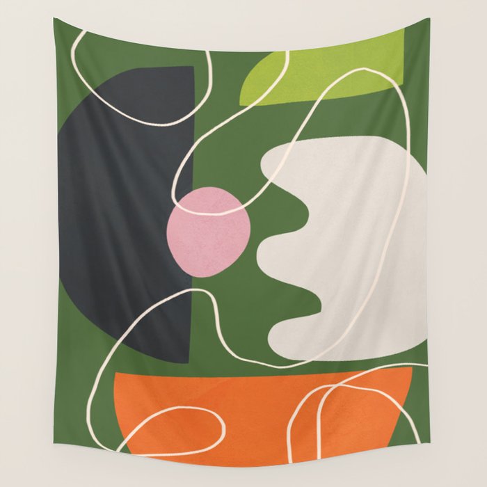 Minimal Colorful Abstract Shapes 6 Wall Tapestry Gallery Image 1
