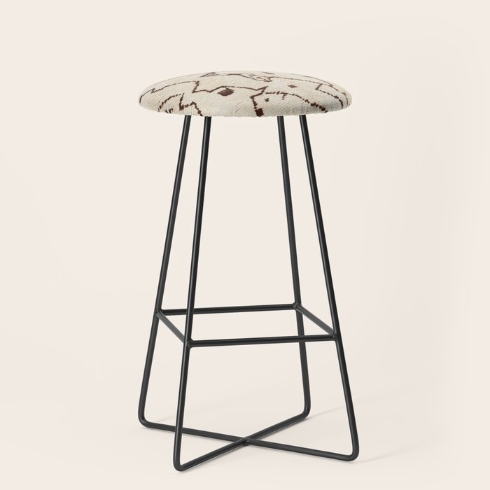 Brown Abstract Antique Moroccan Rug Print Stool Gallery Image 1
