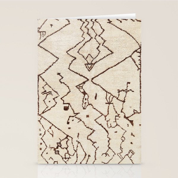 Brown Abstract Antique Moroccan Rug Print Stationery Card Gallery Image 1