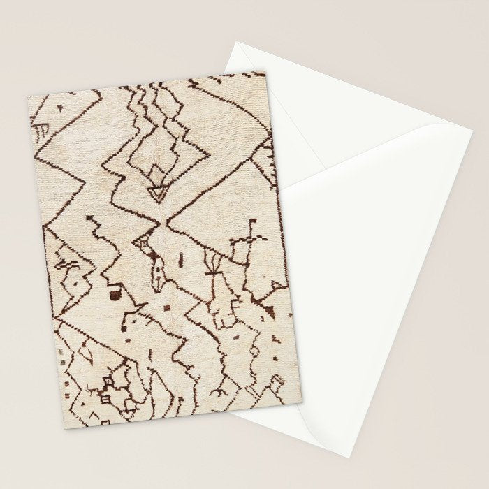 Brown Abstract Antique Moroccan Rug Print Stationery Card Gallery Image 2