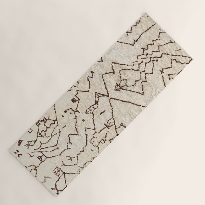 Brown Abstract Antique Moroccan Rug Print Yoga Mat Gallery Image 1