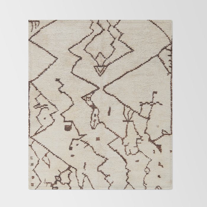 Brown Abstract Antique Moroccan Rug Print Throw Blanket Gallery Image 2