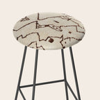 Brown Abstract Antique Moroccan Rug Print Stool Gallery Image 2