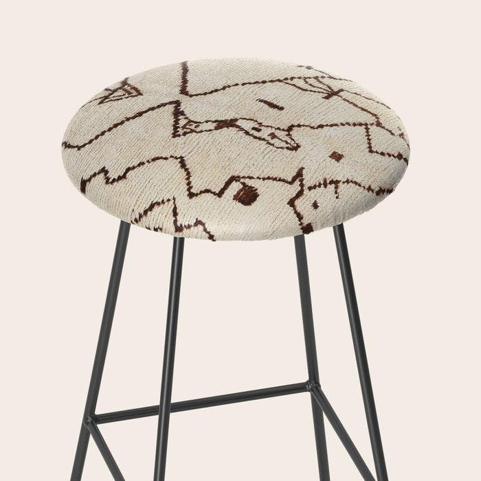 Brown Abstract Antique Moroccan Rug Print Stool Gallery Image 2