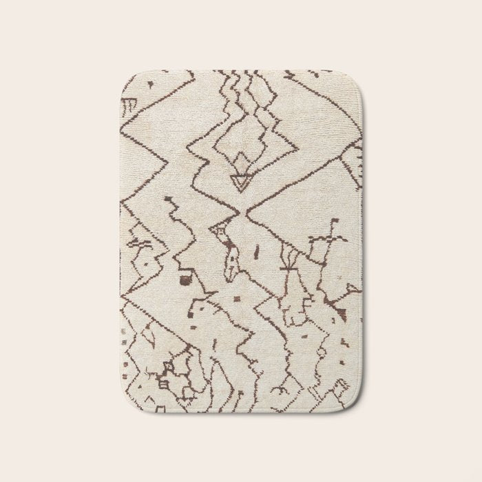 Brown Abstract Antique Moroccan Rug Print Bath Mat Gallery Image 1