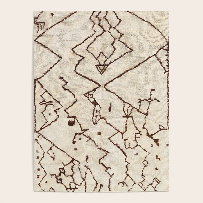 Brown Abstract Antique Moroccan Rug Print Poster Gallery Image 4