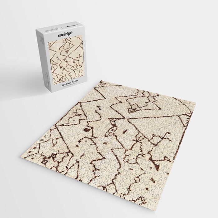 Brown Abstract Antique Moroccan Rug Print Jigsaw Puzzle Gallery Image 2