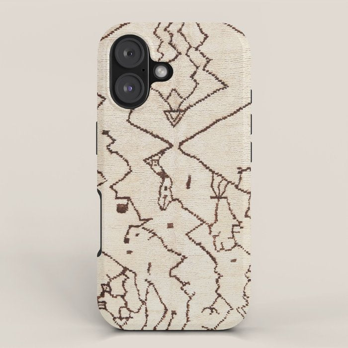 Brown Abstract Antique Moroccan Rug Print iPhone Case Gallery Image 1