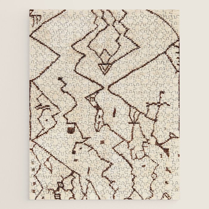 Brown Abstract Antique Moroccan Rug Print Jigsaw Puzzle Gallery Image 1