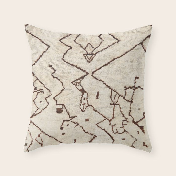 Brown Abstract Antique Moroccan Rug Print Throw Pillow Gallery Image 6
