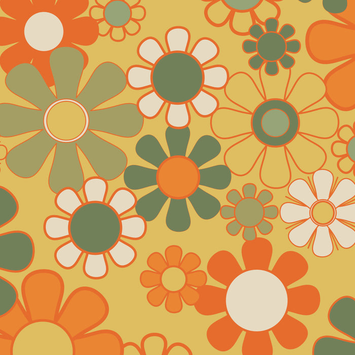 Retro 70s Floral Pattern in Mossy Sage Olive Green Orange Mustard Coffee Mug Gallery Image 2