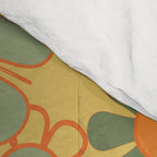 Retro 70s Floral Pattern in Mossy Sage Olive Green Orange Mustard Comforter Gallery Image 4