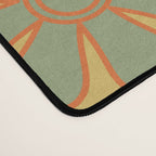 Retro 70s Floral Pattern in Mossy Sage Olive Green Orange Mustard Desk Mat Gallery Image 4