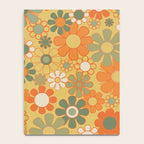 Retro 70s Floral Pattern in Mossy Sage Olive Green Orange Mustard Notebook Gallery Image 4