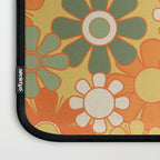 Retro 70s Floral Pattern in Mossy Sage Olive Green Orange Mustard Laptop Sleeve Gallery Image 3