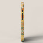 Retro 70s Floral Pattern in Mossy Sage Olive Green Orange Mustard iPhone Case Gallery Image 2