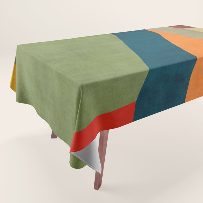 Modern Fall Abstract Artwork Green Orange Yellow Art Tablecloth Gallery Image 1