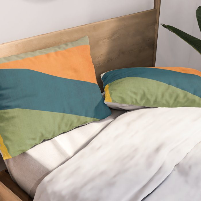 Modern Fall Abstract Artwork Green Orange Yellow Art Pillow Sham Gallery Image 2