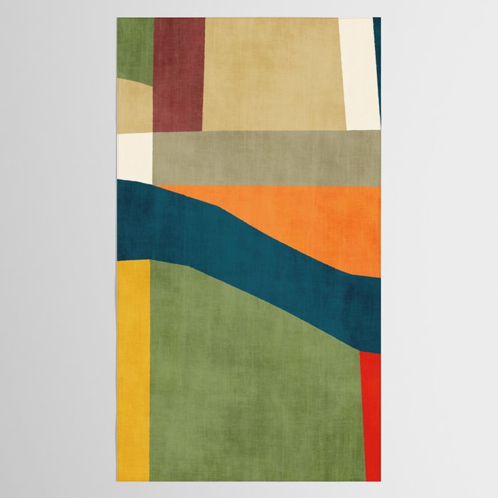 Modern Fall Abstract Artwork Green Orange Yellow Art Tablecloth Gallery Image 2