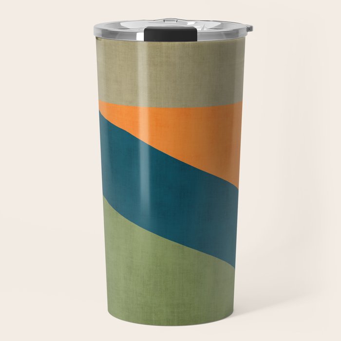Modern Fall Abstract Artwork Green Orange Yellow Art Travel Mug Gallery Image 1