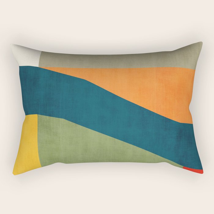 Modern Fall Abstract Artwork Green Orange Yellow Art Rectangular Pillow Gallery Image 1